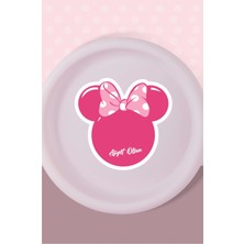 Neşeli Günlerim Minnie Mouse Pink Temalı Tabak Sticker (Etiket) 15'li * Yapışkanlı Kağıt