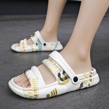 Hf Fashion Erkek ve Kadın Çiftler Için Yazlık Terlikler Eğlence Amaçlı Plaj Tutam Sandaletler ve Terlikler Spor Iç ve Dış Mekan Sandaletleri - Beyaz (Yurt Dışından)