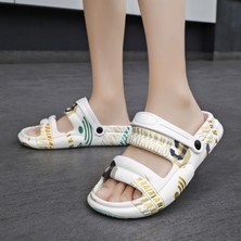 Hf Fashion Erkek ve Kadın Çiftler Için Yazlık Terlikler Eğlence Amaçlı Plaj Tutam Sandaletler ve Terlikler Spor Iç ve Dış Mekan Sandaletleri - Beyaz (Yurt Dışından)