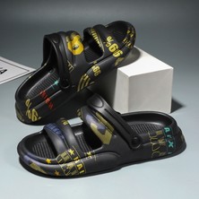 Hf Fashion Erkek ve Kadın Çiftler Için Yazlık Terlikler Eğlence Amaçlı Plaj Tutam Sandaletler ve Terlikler Spor Iç ve Dış Mekan Sandaletleri - Siyah (Yurt Dışından)