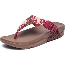 Hf Fashion Kadın Yaz Sahil Plaj Kapalı Açık Sandalet Terlik - Kırmızı (Yurt Dışından)