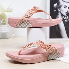 Hf Fashion Kadın Yaz Sahil Plaj Kapalı Açık Sandalet Terlik - Pembe (Yurt Dışından)
