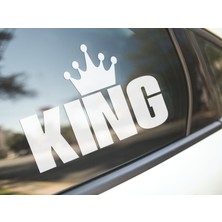 Sticker Master Kral King Motorsiklet, Kask,laptop ve Araç Sticker Çıkartma Etiket 15X7 cm - Beyaz