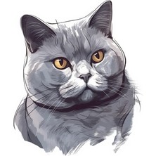 Sticker Master British Shorthair Cat Kedi Motorsiklet, Kask,laptop ve Araç Sticker Etiket 14X15 cm