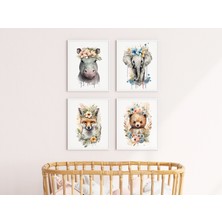 Sticker Master 16 Orman Yavru Hayvan Seti Duvar Sanatı Bebek Odası Dekoru Çocuk Odası Sanat Kreş Dekoru Çerçevesiz