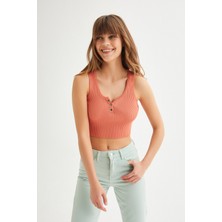 Açelya Okcu Fitilli Crop Triko Bluz