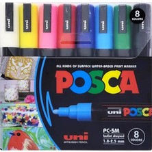 Uni Posca 5m Boyama Markörü Ana Renkler 8'li Set