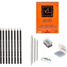 Cretacolor Eskiz Başlangıç Seti 6 + Dereceli Kalem + A5 Defter + Dağıtıcı Set + Silgi + Açacak + Hamur Silgi