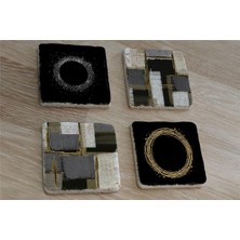 Tablosan Soyut Tasarımlar Doğal Taş Bardak Altlığı 4'lü Set - Natural Stone Coasters