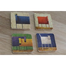 Tablosan Kedi Köpek ve Sevimli Hayvanlar Doğal Taş Bardak Altlığı 4'lü Set - Natural Stone Coasters