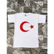 Moda's Bayrak Desen Tişört - Beyaz