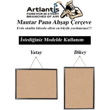 Artlantis Mantar Pano Mdf Çerçeve 60X90 cm 1 Adet Harita Çivisi Hediyeli Duvara Monte Mantar Çerçeve Evde Okulda Büroda Ofiste