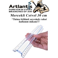 Artlantis Cetvel Mercekli 30 cm Plastik Şeffaf 1 Adet Okul Sınıf Öğrenci Büyüteçli Tutumu Kolay Cetvel 30 cm