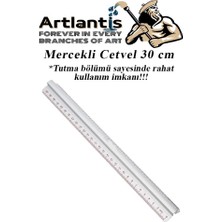 Artlantis Cetvel Mercekli 30 cm Plastik Şeffaf 1 Adet Okul Sınıf Öğrenci Büyüteçli Tutumu Kolay Cetvel 30 cm