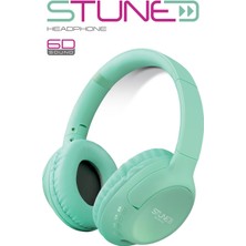 Powerway  Stune Kulaküstü Turkuaz Bluetooth Kulaklık Hafıza Kartı 6d Sound 18 Saat Kullanım Süresi