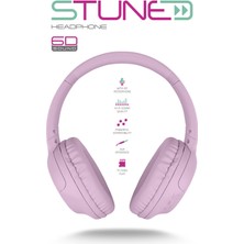 Powerway  Stune Kulaküstü Pembe Bluetooth Kulaklık Hafıza Kartı 6d Sound 18 Saat Kullanım Süresi