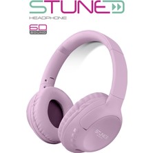 Powerway  Stune Kulaküstü Pembe Bluetooth Kulaklık Hafıza Kartı 6d Sound 18 Saat Kullanım Süresi