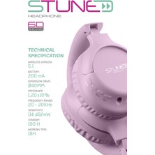 Powerway  Stune Kulaküstü Pembe Bluetooth Kulaklık Hafıza Kartı 6d Sound 18 Saat Kullanım Süresi