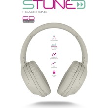 Powerway  Stune Kulaküstü Bej Bluetooth Kulaklık Hafıza Kartı 6d Sound 18 Saat Kullanım Süresi