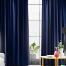 Mebelport Curtain Karartma Perde 100% Lüks Blackout Koyu Lacivert Çift Taraflı Double Blackout