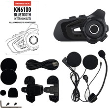 Knmaster KN6100 Motosiklet Kask İnterkom Bluetooth Intercom Kulaklık Seti Gri