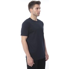 Fitmens Slim Fit Kısa Kol Nakışlı %100 Pamuklu T-Shirt - Lacivert