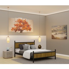 GM 305 MODERN ÇİFT KİŞİLİK AHŞAP METAL SİYAH ATLANTİK ÇAM KARYOLA 140X190