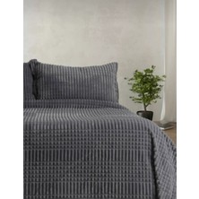 Merinos Modern Line 2 Parça Battaniye Seti - Koyu Gri