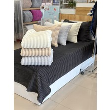 Merinos Modern Line 2 Parça Battaniye Seti - Koyu Gri