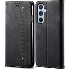 Cool-M Samsung Galaxy M14 Telefon Kılıfı Kapak Kot Ceza Dokusu Stand Flip Shell Pu Deri Cüzdan (Yurt Dışından)