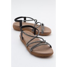 Luvi Ever Siyah Taşlı Kadın Sandalet