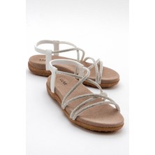 Luvi Ever Beyaz Taşlı Kadın Sandalet