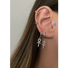 OkkoStore Kadın Taşlı Ankh Küpe Çifti