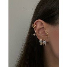 OkkoStore Kadın Kare Kalp  2'li Küpe