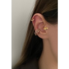 OkkoStore Kadın Taşlı Üç Sıralı Kıkırdak Küpe Earcuff