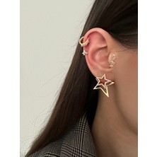 OkkoStore Üç Boyutlu Yıldız Model 2'li Küpe