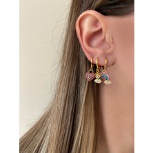 OkkoStore Kadın Renkli Gökkuşağı 3’lü Küpe Seti