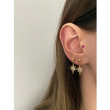 OkkoStore Kadın Gold Renkli Sallantılı Kuzey Yıldızlı 2'li Küpe