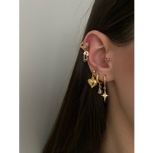 OkkoStore Kalp ve Yıldız Detaylı 3'lü Küpe