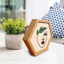 Sayılarla Minimalist Ahşap Çerçeveli Hobi Tablo Setleri 24 x 28 cm Tuval Şasesine Gerili Altıgen Kadın Silueti