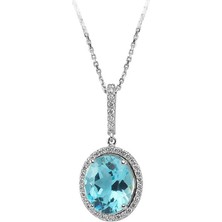 Sirius Pırlanta Pırlanta ve Oval Mavi Topaz Taşlı Kolye 0417P0025