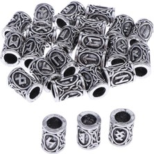 Lanfy Viking Rune Sakal Boncuk 24 Set Charm Boncuk - Sakallar, Saç, Mücevher Gümüş (Yurt Dışından)