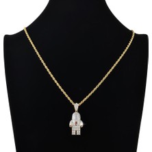 Lanfy Erkekler Kadınlar 18 K Altın Kaplama Diamante Spaceman Kolye Kolye Hip Hop Takı (Yurt Dışından)