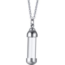 Lanfy Charms Çelik Cam Açılabilir Konteyner Tüp Urn Kolye Kolye Gümüş S (Yurt Dışından)
