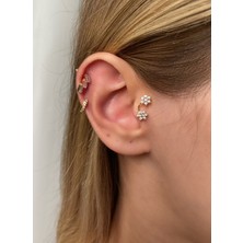 OkkoStore Kadın Gold Renkli Ikili Papatya Tragus Piercing