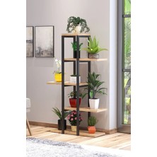 Tedarik Center Modern Tasarımlı 5 Raflı Saksılık Metal Çiçek Rafı Dekoratif Çiçeklik Saksı Standı - Atlantik Çam