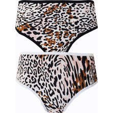 Hepsine Rakip 2li Kadın Leopar Bikini Yüksek Bel Ince Lastik Ekonomik