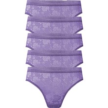 Hepsine Rakip 5li Kadın Dantelli Bikini Külot Pamuklu Arkası Düz