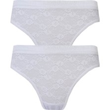 Hepsine Rakip 2li Kadın Önü Dantelli Bikini Parlak Lastik Ekonomik Yumuşak