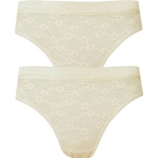 Hepsine Rakip 2li Kadın Önü Dantelli Bikini Parlak Lastik Ekonomik Yumuşak